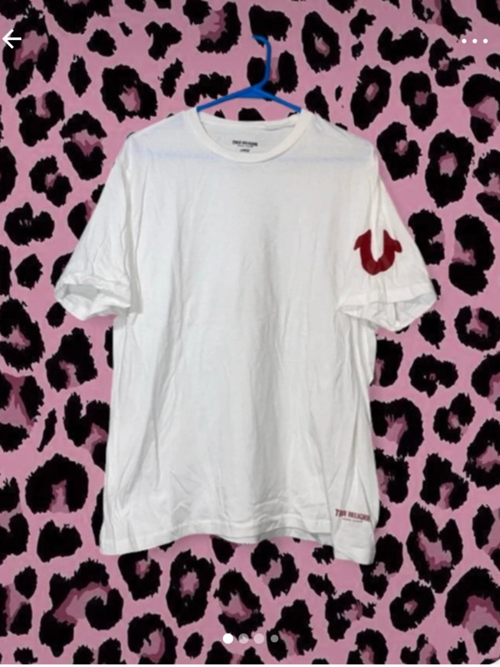 True Religion White Tee with Red Sleeve Logo